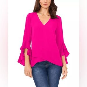Vince Camuto flutter-sleeve wild petunia top